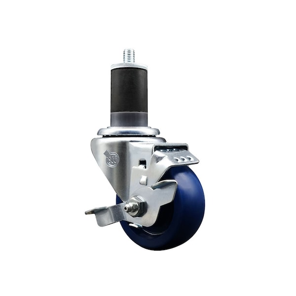 3'' SS Solid Poly Swivel 1-5/8'' Expanding Stem Caster with Brake